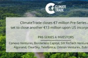 클라이밋트레이드, 700만유로 조달하며 프리-시리즈 A 마감… 새로운 시장에서 세계 최초의 기후 마켓플레이스 확대 위해 1300만유로 추가 조달 계획